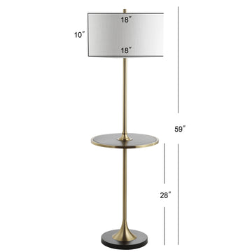 Luce 59" Metal/Wood LED Floor Lamp with Table - JONATHAN Y